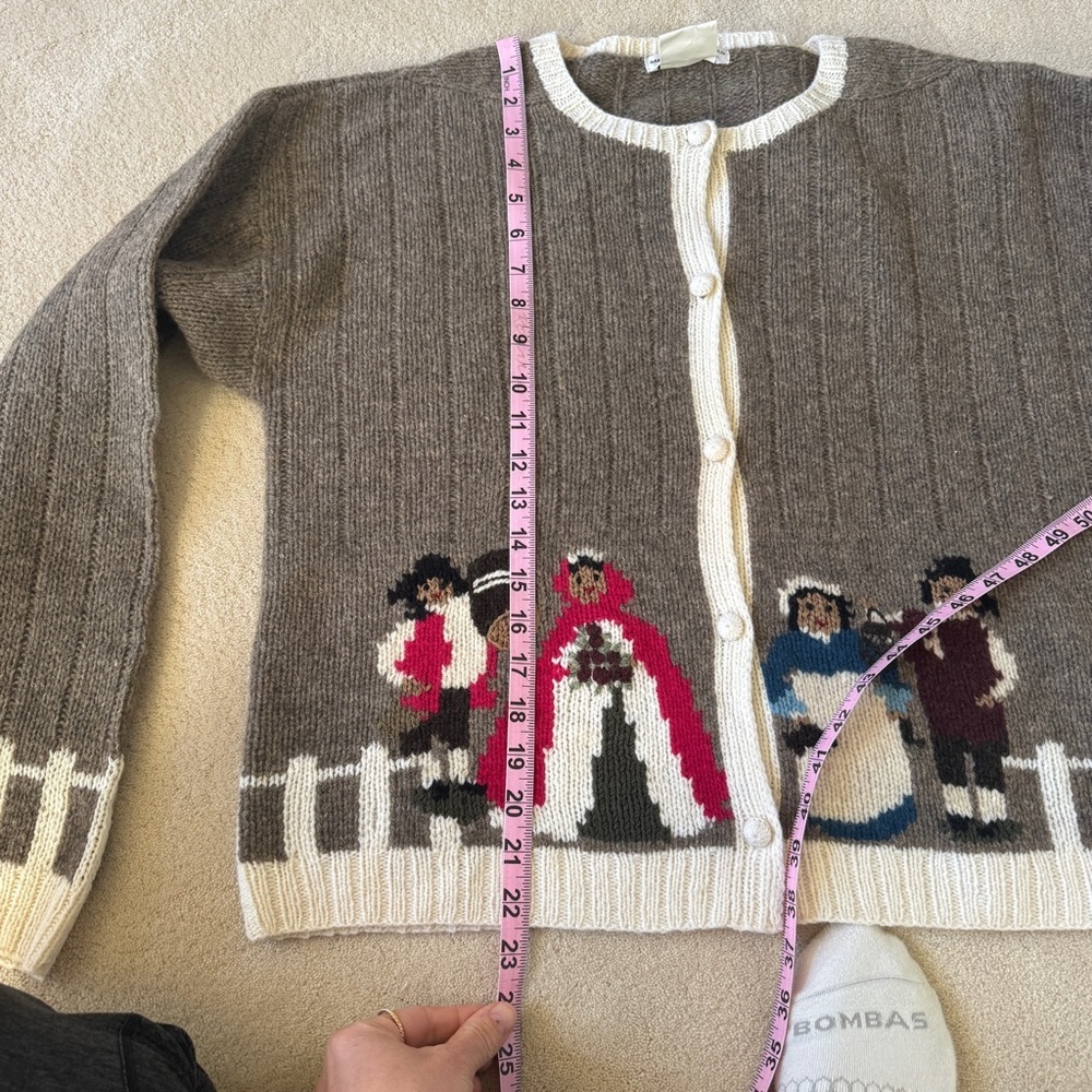 Vintage Folk Art 100% Lambswool Cardigan Sweater Sample New Without Tags L - Picture 9 of 9